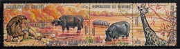 Burundi Used Scott #C146 Strip Of 4 10fr Lion, Cape Buffalo, Hippopotomus, Giraffe - Used Stamps