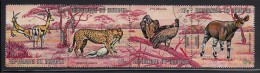 Burundi Used Scott #C148 Strip Of 4 17fr Grant´s Gazelles, Cheetah, African White-backed Vultures, Johnston´s Okapi - Used Stamps