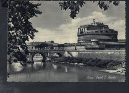 J826 Roma, Castello E Ponte S. Angelo Sul Tevere - Nice Timbre, Targhetta Buona Pasqua 1957 - Castel Sant'Angelo