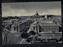 J830 Roma, Panorama E Via Della Conciliazione - Street, Rue - Cartolina D' Epoca - Multi-vues, Vues Panoramiques