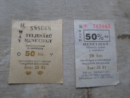Hungary Railway -train Tickets  Ca 1980-90's    PR100.6 - Chemin De Fer