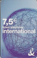TICKET TELEPHONE-7.5€-INTERNATIO NAL-30/12/2008-TBE - Biglietti FT
