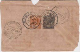 King George V, Straits Settlements, Commercial Cover Singapore To India, As Per The Scan - Straits Settlements