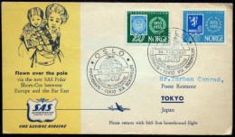 Norway Norge 1957 SAS Oslo -Kobenhavn - Tokio Via Nordpolen Tokyo North Pole FFC First Flight Cover ( Lot 4855 ) - Cartas & Documentos