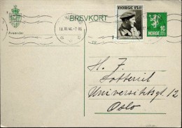 NORWAY 1946  Cards  Postal Stationery HOLMESTRAND 18-10-1946   ( Lot 4861 ) - Enteros Postales