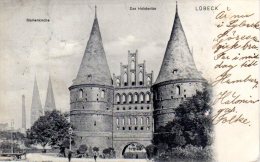 Lübeck - S/w Das Holstentor Und Marienkirche - Luebeck