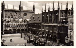 Lübeck - S/w Marktplatz Mit Rathaus 2 - Luebeck