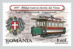 Romania 2009 / Electric Trams / Complete Set With 5 Stamps - Tramways