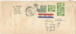 ZONA DEL CANALE - CANAL ZONE - PANAMA - 1963 - Air Mail - Gorgas + 3 X 5c Air Mail + 2 X Cinderella On The Rear - Via... - Zona Del Canale / Canal Zone