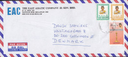 Brunei  Airmail Par Avion EAST ASIATIC COMPANY, DARUSSALAM 1989 Cover To Denmark Lampong Candle Stick - Brunei (1984-...)