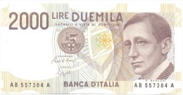 ITALIA BANCONOTA DA LIRE 2000  MARCONI SERIE AB 557384 A   FDS - 2.000 Lire