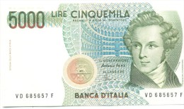 ITALIA BANCONOTA DA LIRE 5000  BELLINI SERIE VD 685657  F   FDS - 5000 Liras