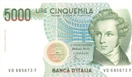 ITALIA BANCONOTA DA LIRE 5000  BELLINI SERIE VD 685673  F   FDS - 5000 Liras