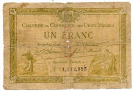 Des Deux Sèvres - Un Franc 1916 - Cámara De Comercio