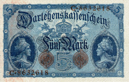 Germany,5 Mark,5.8.14, UNC,P.47b, Serie:C.8632618, 7 Stellig,see Scan - 5 Mark