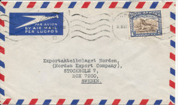 South Africa Air Mail Cover Sent To Sweden Johannesburg 31-3-1949 Single Stamped - Lettres & Documents