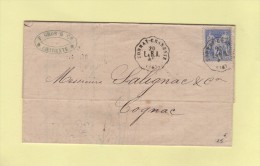 Convoyeur Station Tonnay Charente - 16 - Charente - 20 Sept 1876 - Correo Ferroviario