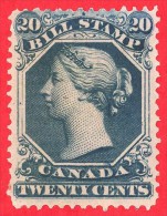 Canada Revenue # FB28 20 Cents  - O- Dated  1865 - Bill Stamp /  Timbre De Loi - Fiscale Zegels
