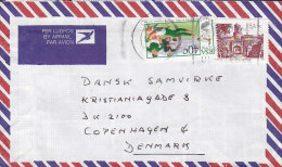 South Africa Lugpos Airmail Par Avion DURBAN Cover Brief To Denmark Rugby Stamp - Luchtpost