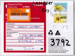 Australia 2014 Registered Domestic Mailer With 70c Wasp And 70c Stingray - Things That Sting. - Lettres & Documents