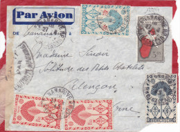 12947# MADAGASCAR DEVANT ENTIER POSTAL CENSURE FRANCAISE POSTE AERIENNE Obl TANANARIVE 1945 ALENCON ORNE - Poste Aérienne