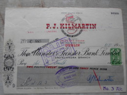 IRELAND   P.J. Kilmartin - Dublins Turf Accountant - 2 Pounds  1944    Drumcondra Branch   PR114.19 - Cheques & Traverler's Cheques