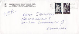 Canada Airmail ANDERSEN SHIPPING Inc., MONTREAL Quebec 1989 Cover Lettre To Denmark Musik & Film Stamps In Pair - Brieven En Documenten