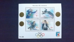 Norwegen 1090/3 Block 17 **/mnh, Olympische Winterspiele 1994, Lillehammer - Norwegische Olympiasiege - Blokken & Velletjes