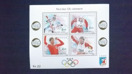 Norwegen 1119/22 Block 19 **/mnh, Olympische Winterspiele 1994, Lillehammer - Norwegische Olympiasieger - Blokken & Velletjes