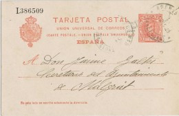 8150. Entero Postal  ARENYS De MAR (Barcelona) 1912. Alfonso XIII - 1850-1931