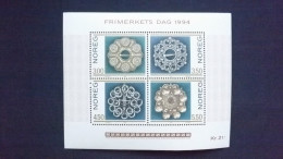 Norwegen 1165/8 Block 21 **/mnh, Tag Der Briefmarke - Trachtensilber - Blocs-feuillets