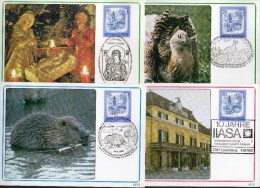 Maximum-Karte 1982 Österreich 1649 Freistadt 4 Karten O 16€ SST Trappe WWF Biber IIASA-Charta Christmas Card Of Austria - Freistadt