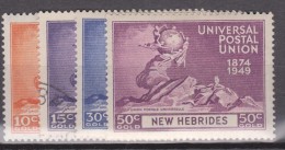 New Hebrides, 1949, SG 64 - 67, Set Of 4, Mint Lightly Hinged (15c Used) - Unused Stamps