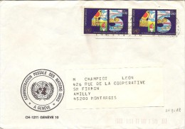 Lettre Du 11/12/1990 Avec Deux Timbres 45ème Anniversaire De L'onu - Sonstige & Ohne Zuordnung