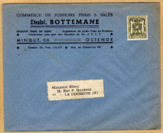 Enveloppe Cover Brief Préoblitéré Commerce De Poissons EtsBottemane Ostende à La Docherie - Tipo 1936-51 (Sigillo Piccolo)