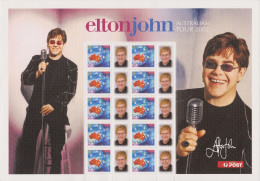 AUSTRALIE - Elton John, Australian Tour 2002, Chanteur, Feuillet De 10 Timbres Personnalisés Dans Un Encart Spécial - Singers