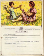 Télégramme Femme Enfant Fleurs - Telegrammi