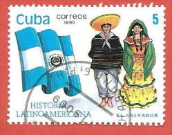 CUBA USATO - 1990 - Storia Latino Americana - El Salvador - 5 ¢ - Yt 3068 - Oblitérés