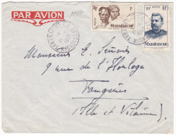 12956# LETTRE PAR AVION Obl TANANARIVE MADAGASCAR 1949 FOUGERES ILLE ET VILAINE - Briefe U. Dokumente