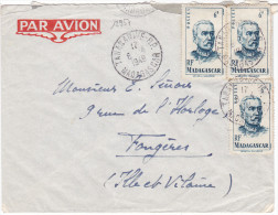 12957# LETTRE PAR AVION Obl TANANARIVE MADAGASCAR 1949 FOUGERES ILLE ET VILAINE - Lettres & Documents