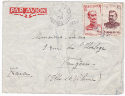 12958# LETTRE PAR AVION Obl TANANARIVE MADAGASCAR 1949 FOUGERES ILLE ET VILAINE - Brieven En Documenten