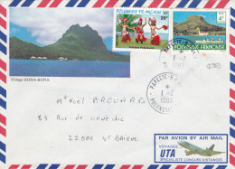 12963# POLYNESIE FRANCAISE LETTRE PAR AVION Obl PAPEETE ANNEXE 1 1982 SAINT BRIEUC COTES D' ARMOR - Lettres & Documents