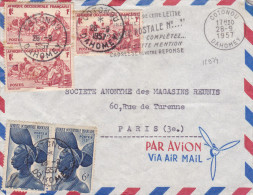 12974# AOF AFRIQUE OCCIDENTALE FRANCAISE LETTRE PAR AVION Obl COTONOU DAHOMEY 1957 - Brieven En Documenten