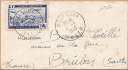 12986# ALGERIE POSTE AERIENNE LETTRE Obl DOUAOUDA ALGER 1949 BRULON SARTHE - Covers & Documents