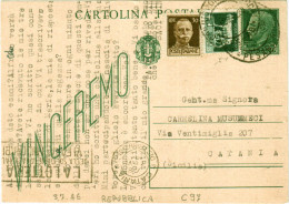 Regno. Storia Postale 1946. CARTOLINA POSTALE REGNO FUORI VALIDITA' - RARA - Poststempel