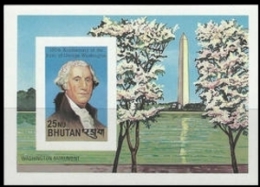 BHUTAN 1982 Washington Obelisc New York 25nu IMPERF.sheetlet   [non Dentelé,Geschnitten,no Dentado] - George Washington