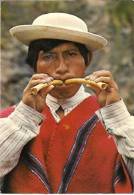 Equateur-pujili-indigène De Juigua-joueur De Flute En Os De Condor-cpm - Ecuador