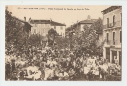 Delcampe - 38 Dép.- 25 - Beaurepaire (Isère) - Place Ferdinand De Barrin Un Jour De Foire. Au Dos De La Carte, IMP. Catala Frères P - Beaurepaire