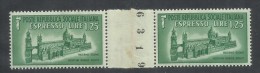 ITALIA REGNO ITALY KINGDOM 1944 RSI  ESPRESSO DUOMO PALERMO LIRE 1,25 PONTE GUTTER PAIRS MNH NUMERO SERIALE - Exprespost