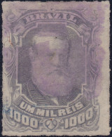 Brasilien 1877 1000Reis Violettschifer Geschnitten Mi#47 Gestempeltr - Usados